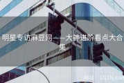 明星专访麻豆网——大神进阶看点大合集